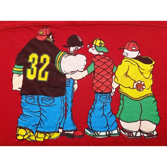 Vtg Popeye Shirt 90s Hip Hop Streetwear Y2K Red Size XL Graphic Tee 1993 King - Picture 4 of 16